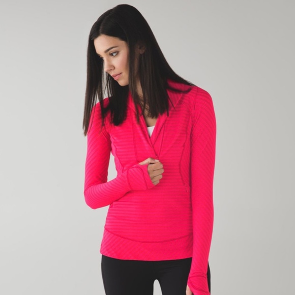 Lululemon Think Fast Pullover Double Trouble Stripe Boom Juice Deepest Cranberry
